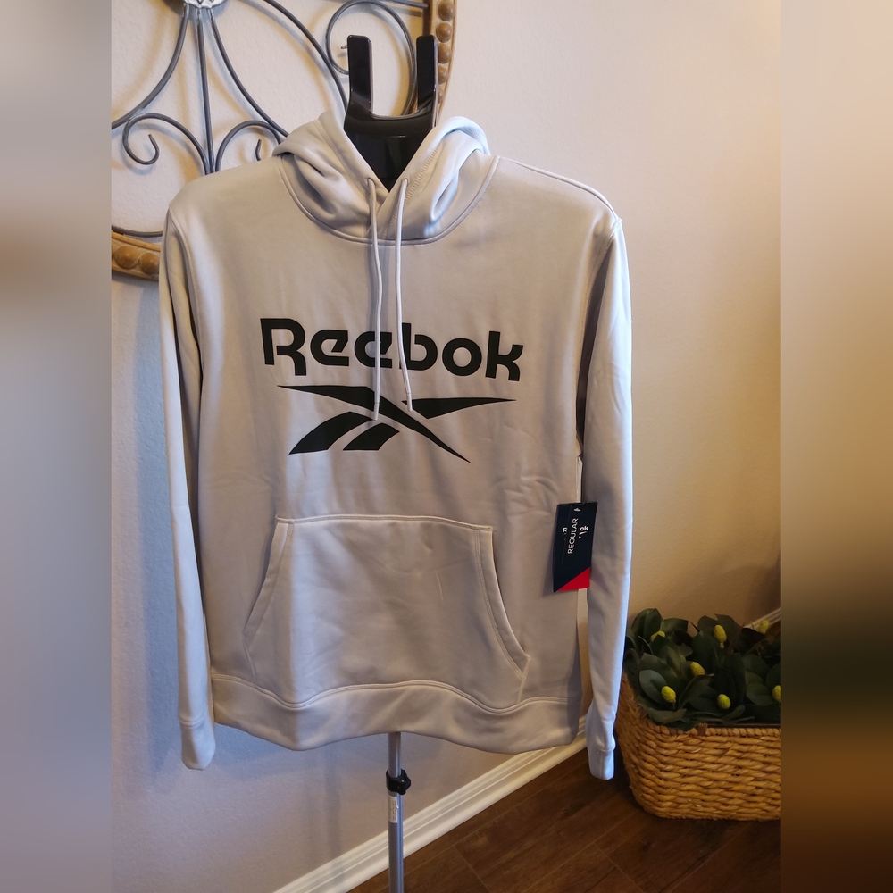 Reebok Light Gray Hoodie Sweatshirt - Picture 4 of 6